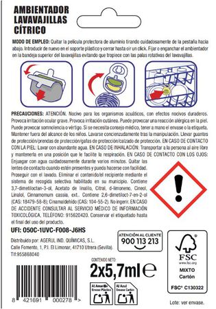 Ambientador para lavavajillas c&iacute;trico Lanta 2 unidades