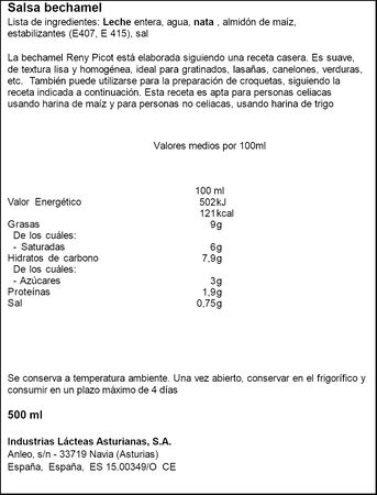 Bechamel Reny Picot 500ml