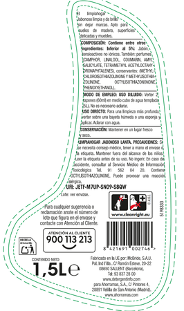 Limpiador hogar Lanta 1,5l jabonoso 