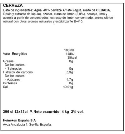 Cerveza Radler Amstel 33 cl Lim&oacute;n P12