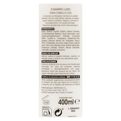 Champ&uacute; Bodyplus 400ml liso