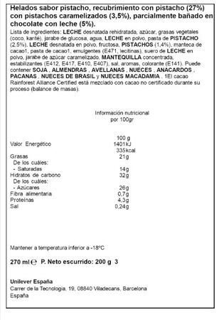 Helado bomb&oacute;n magnum pistacho 3 unidades