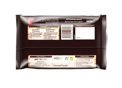 Espinacas en hojas Findus 400g