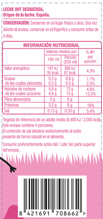 Leche desnatada Alipende 1L