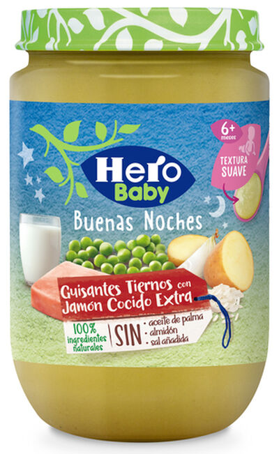 Hero Baby Buenas Noches Guisantes Tiernos Jamón Cocido Extra 190 g