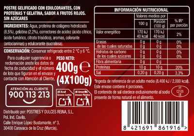 Gelatina proteica Alipende 4 unidades Frutos rojos