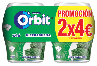 Chicles de hierbabuena Orbit 2 unidades 64gr