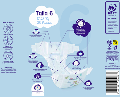 Pa&ntilde;al Bodyplus 25 unidades talla 6 17-28 kg