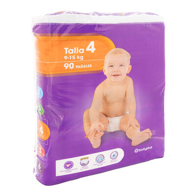 Pañal Bodyplus 90 uds talla 4 9-15kg