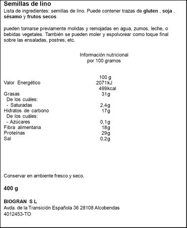Semillas de lino Naturcesta 400g