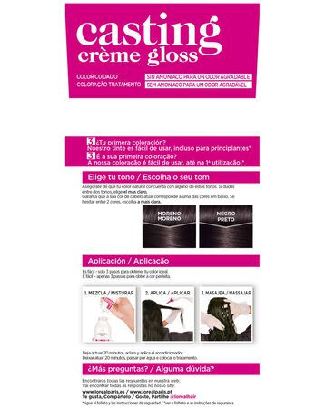 Tinte para el pelo sin amon&iacute;aco Casting Cr&egrave;me Gloss n&ordm; 200 negro