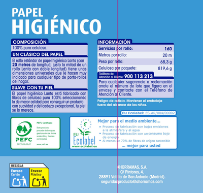 Papel higi&eacute;nico Lanta 12 rollos