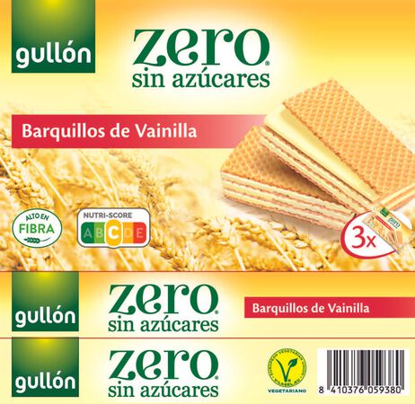 Barquillo relleno crema vainilla s/azúcar Gullón 180g