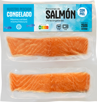 Salm&oacute;n en porciones con piel 250g