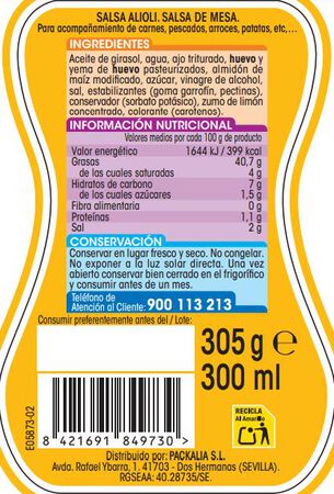 Salsa Alipende 300ml ali-oli