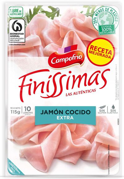Jamón cocido en lonchas finas finissimas Campofrío 115g