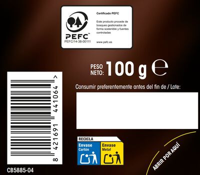 Chocolate negro sin gluten Alipende 100g 85% de cacao