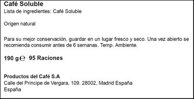 Caf&eacute; soluble natural La Estrella 190g