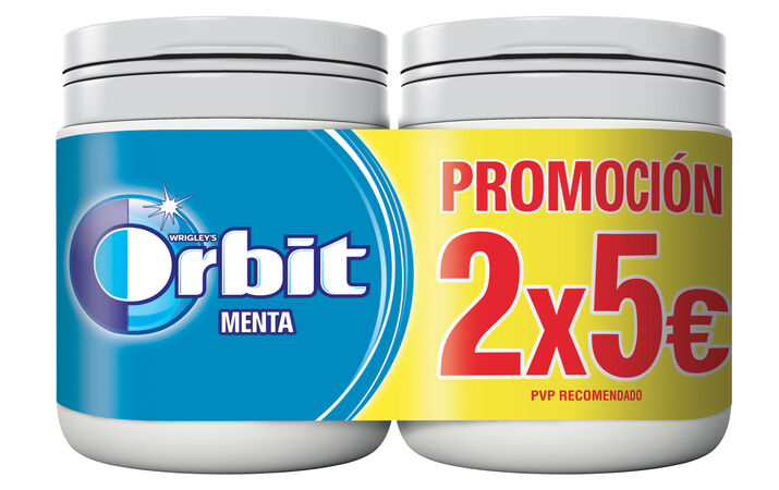 Chicles sin azúcar sabor menta Orbit 84g pack 2