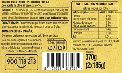 Tomate tumaca con ajo Alipende pack 2