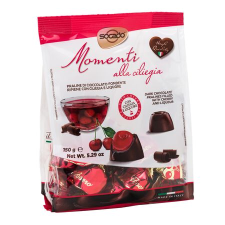 Bombón chocolate negro y cereza de licor Momenti 150g