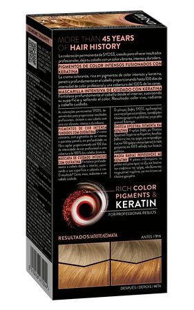 Tinte permanente Syoss nº8.7 rubio dorado caramelo con keratina