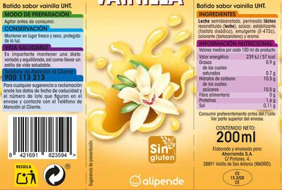Batido Alipende pack 6 vainilla200ml