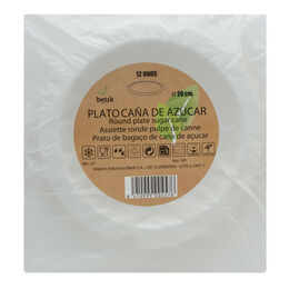 Platos de caña de azúcar Betik 12 uds diámetro 20cm