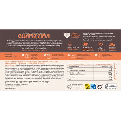Calzone de jam&oacute;n y queso Guapizzima 360g