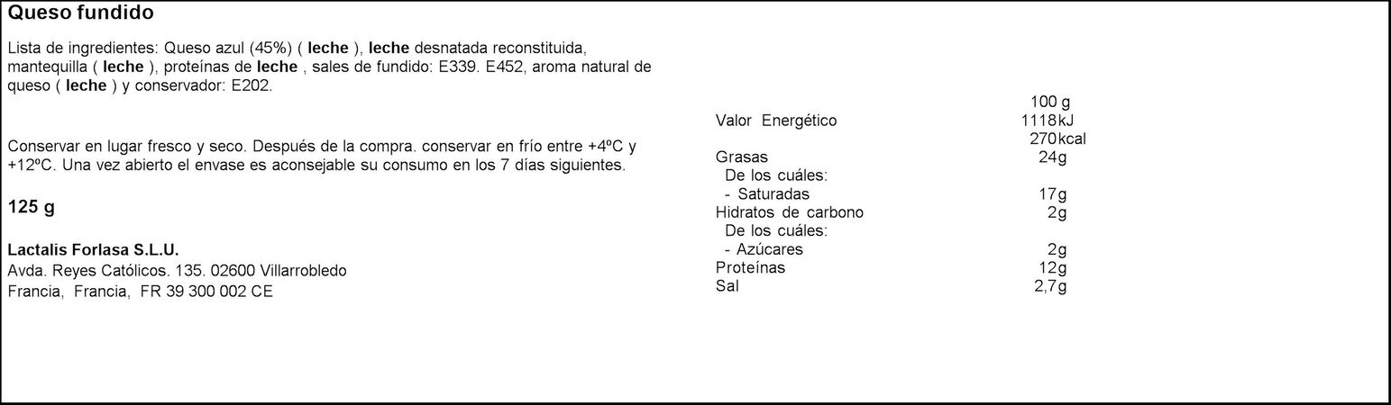 Queso crema de queso azul Président 125g