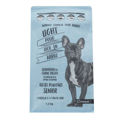 Alimento completo para perros light Meque senior pollo arroz 1,5kg
