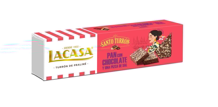 Turrón de praliné santo turrón lacasa 150g pan, chocolate y sal