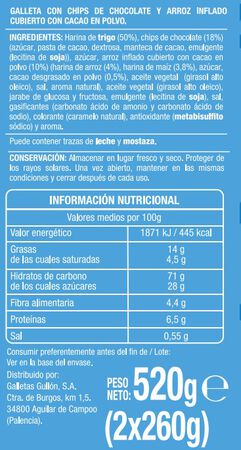 Galletas choco crujientes Alipende 520g