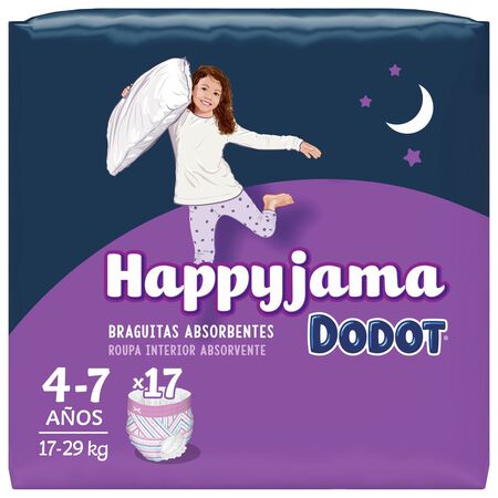 Pañal braga Happyjama niña 4-7años 17 uds