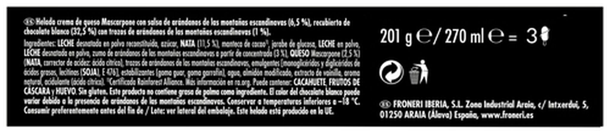 Helado Nuii 3 uds mascarpone con arándanos rojos escandinavos