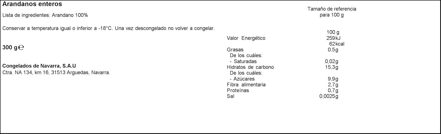 Arándanos congelados Cn 300g