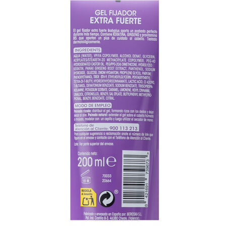 Gel fijador para el cabello Bodyplus 200ml extra fuerte