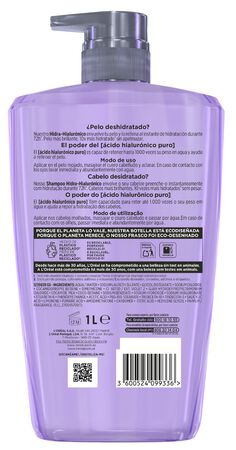 Champ&uacute; con hidrataci&oacute;n 72h Elvive 1L Hidra Hialur&oacute;nico