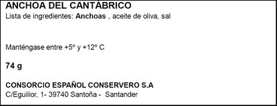 Anchoa del cant&aacute;brico en aceite de oliva Consorcio 50G