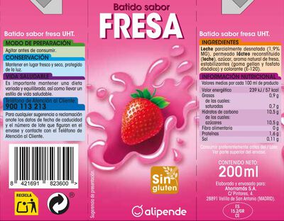 Batido Alipende pack 6 fresa 200ml