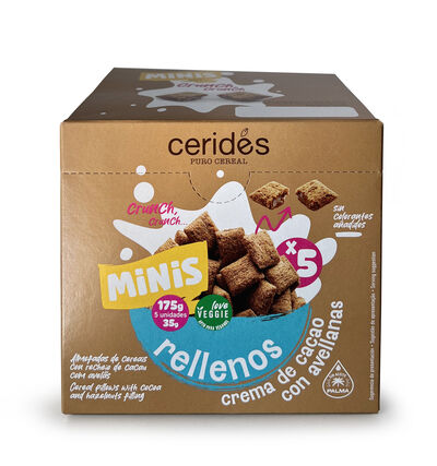 Cereales mini rellenos de cacao y avellanas Cerides 175g
