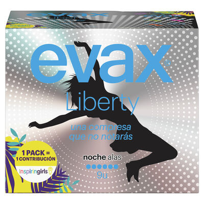 Compresas con alas liberty Evax 9 uds noche