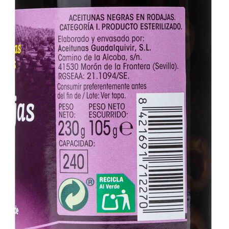 Aceitunas en rodajas Alipende 105g negra