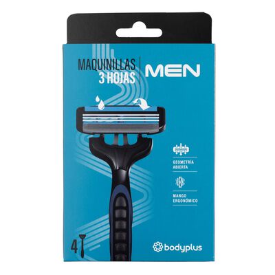 Maquina Desechable Hombre 3H Bodyplus 4 Unidades