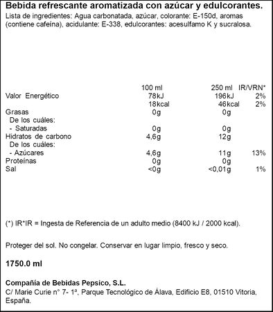 Refresco de cola Pepsi 1,75l
