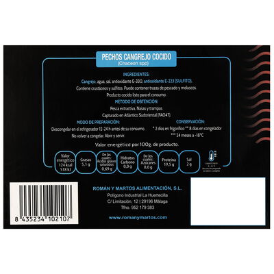 Pecho Cangrejo Cocido Roymar Fresh 500g