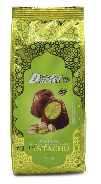 Bombones de chocolate con leche con relleno de pistacho crujiente Darlet 168g