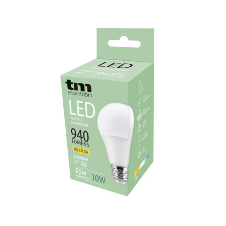 Bombilla Led esférica e27 plástico TM a60 10W cálida