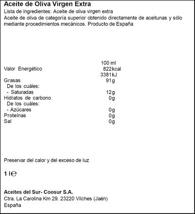 Aceite de oliva virgen extra hojiblanca Coosur 1L