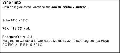 Vino tinto Roja Otoñal 75CL Reserva